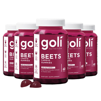 Goli Nutritional Supplement, Beets Cardio Gummy - 60 Count - 100mg CoQ10 & Beet Root Extract - Gluten-Free, Vegan, Non-GMO, and Gelatin-Free. Nature's Great Superfood.