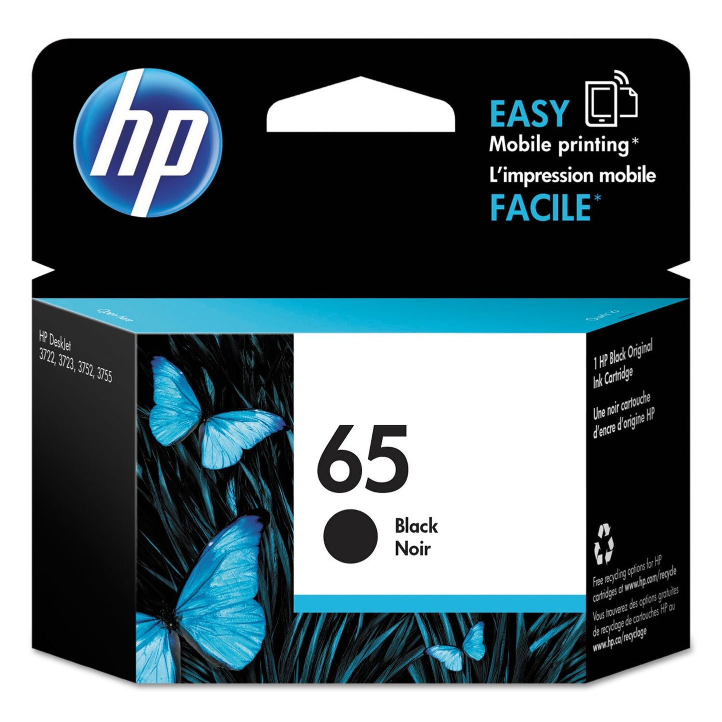 Original HP 65XL Black High-yield Ink Cartridge | Works with HP AMP 100 Series, HP DeskJet 2600, 3700 Series, HP ENVY 5000 Series | Eligible for Instant Ink | N9K04AN