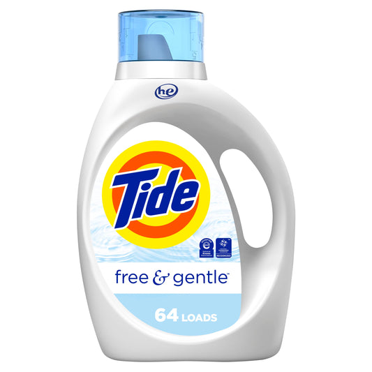 Tide Free & Gentle Liquid Laundry Detergent, 64 loads, 84 fl oz
