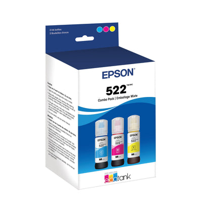 EPSON 522 EcoTank Ink Ultra-high Capacity Bottle Colour Combo Pack (T522520-S) Works with EcoTank ET-2400, ET-2720, ET-2800, ET-2803, ET-2840, ET-4700, ET-4800, ET-4810