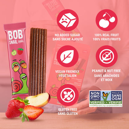 Bob Snail Fruit Leather Sweet & Sour Family Pack - Nut free fruit Roll Ups with Dried Mango,Sour Cherry & Blackcurrant, Candy box Fruit Snacks, All Natural Healthy Snacks for kids, Sugar Free sour Candy, 42 pcs Pack / 588 gram candy bulk (Exotic Mix)