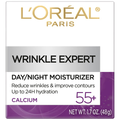 L’Oréal Paris Anti-Aging Face Cream 55+, Day & Night Skincare, Wrinkle Expert, With Calcium to Reduce the Look of Wrinkles, 50mL
