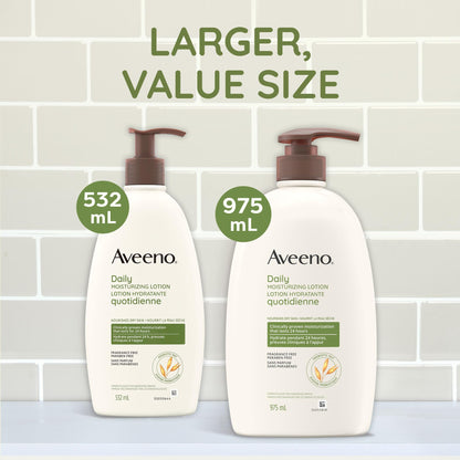 Aveeno Daily Moisturizing Lotion, Dry Skin, Non Comedogenic, Prebiotic Oat, Daily Moisturizer, Fragrance Free, 532mL