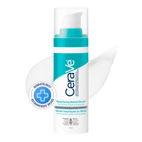 CeraVe Resurfacing RETINOL Serum For Face with niacinamide. Helps even skin tone, skin smoothness, post-acne marks & pore minimizer. Gentle, Fragrance-free, non-comedogenic, sensitive skin, 30ML