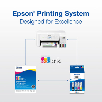 EPSON 522 EcoTank Ink Ultra-high Capacity Bottle Colour Combo Pack (T522520-S) Works with EcoTank ET-2400, ET-2720, ET-2800, ET-2803, ET-2840, ET-4700, ET-4800, ET-4810