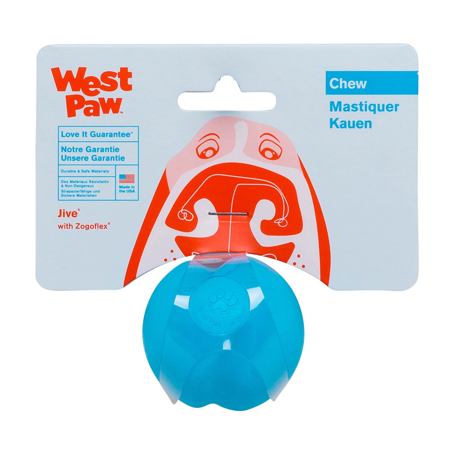 West Paw Zogoflex Jive Durable Nearly Indestructible Dog Ball Chew-Fetch-Play Dog Toy, 100% Guaranteed Tough, It Floats!, Made in USA, Large 3-1/4-Inch, Tangerine