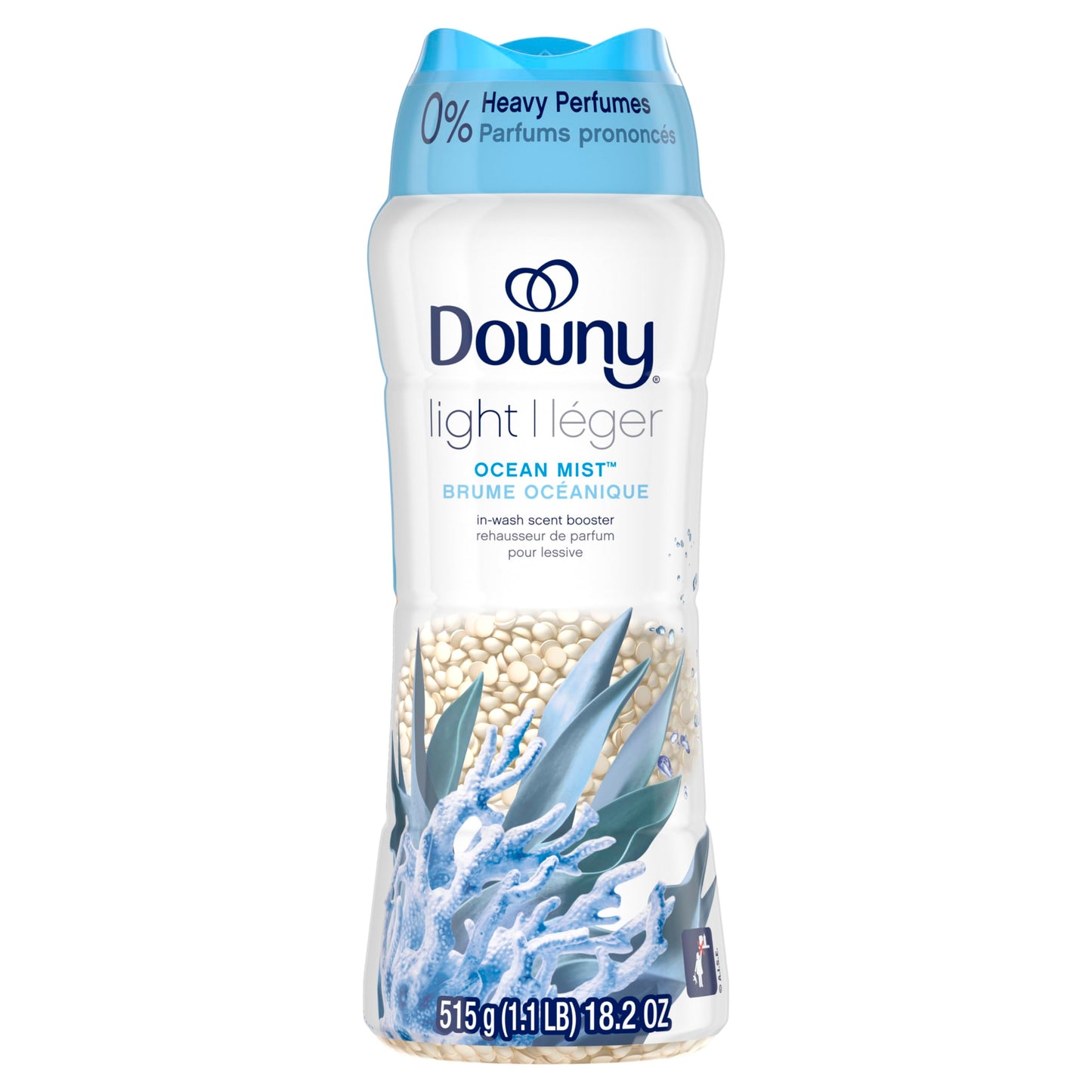 Downy Light Laundry Scent Booster Beads for Washer, Ocean Mist, 680 Grams, with No Heavy Perfumes