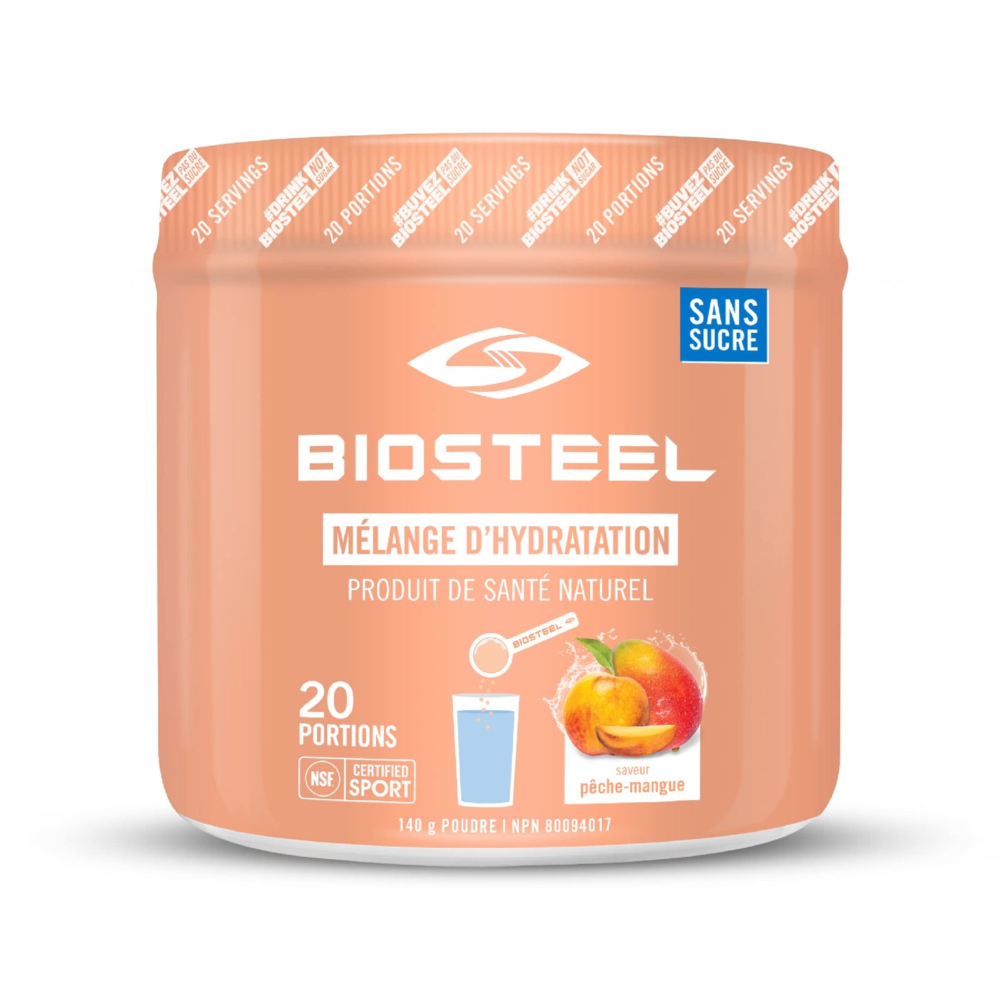 BioSteel Hydration Mix, Great Tasting Hydration with Zero Sugar, and No Artificial Flavours or Preservatives, Peach Mango Flavour, 45 Servings per Tub
