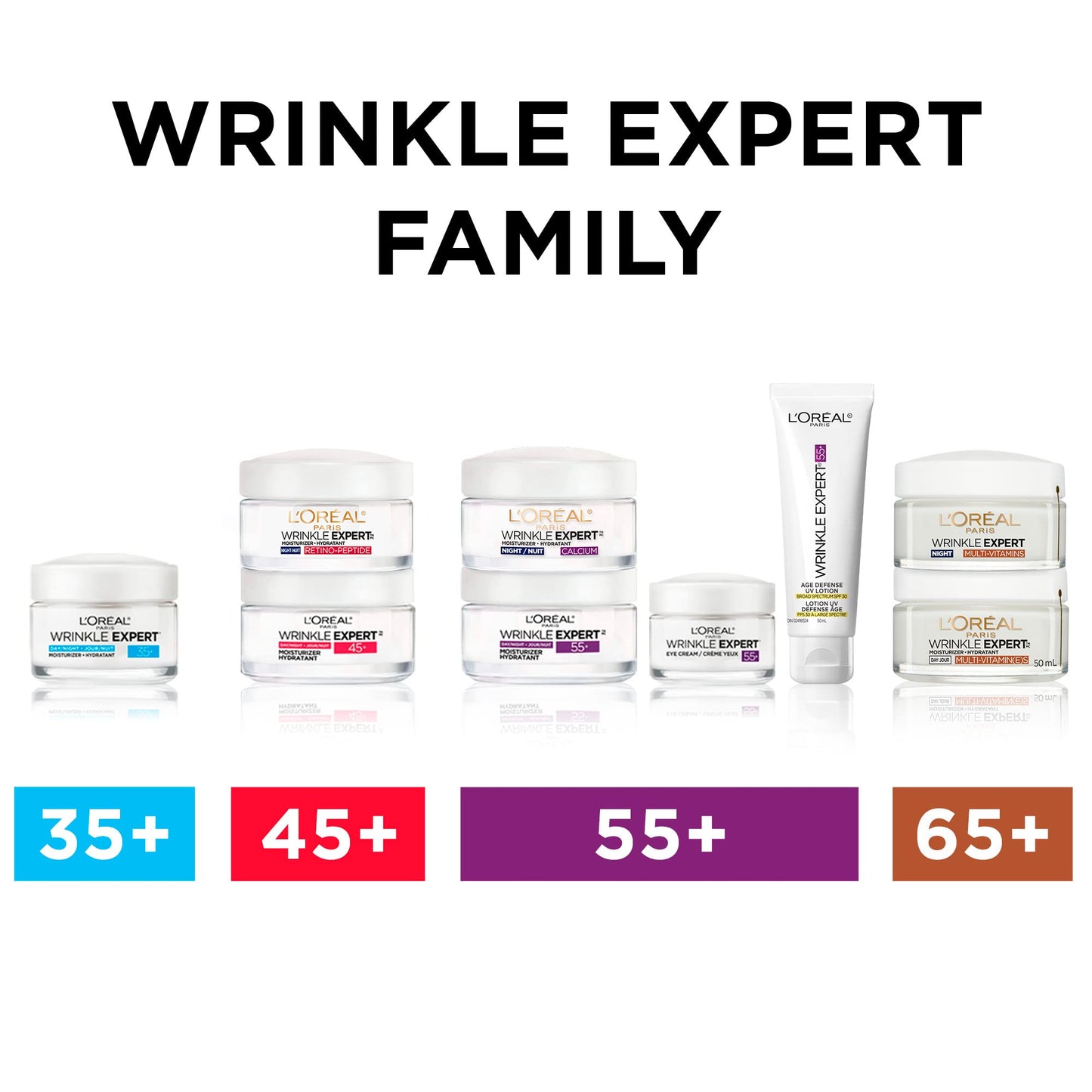 L’Oréal Paris Anti-Aging Face Cream 55+, Day & Night Skincare, Wrinkle Expert, With Calcium to Reduce the Look of Wrinkles, 50mL