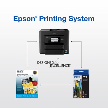 EPSON 822 DURABrite Ultra Ink High Capacity Black & Standard Colour Cartridge Combo Pack (T822XL-BCS) Works with Workforce Pro WF-3820, WF-3823, WF-4820, WF-4830, WF-4833, WF-4834