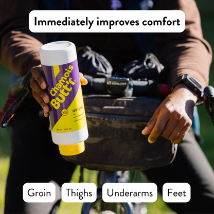 Chamois Butt'r Original,Bottle with Pump, 32oz/946ml Purple/Yellow