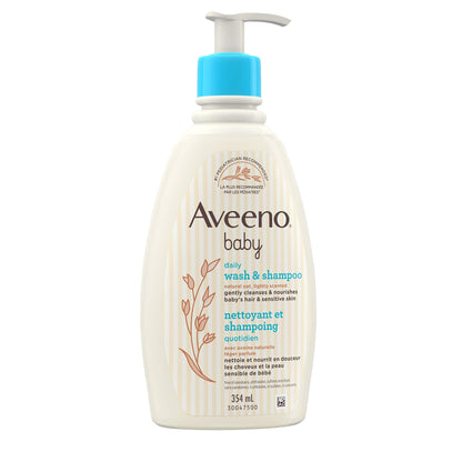 Aveeno Baby Daily Wash and Shampoo Baby’s Hair and Sensitive Skin Cleanser with Natural Oat - Paraben Free and Phthalate Free, Sulfates-free and Dye-free - 975 Milliliters