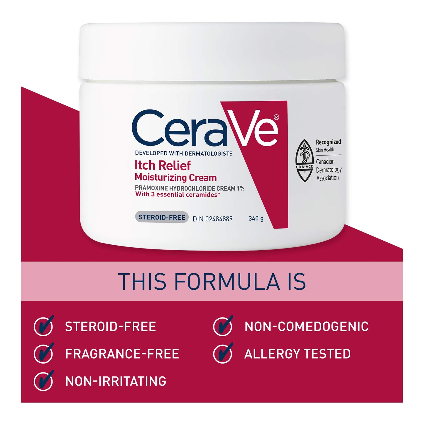CeraVe Itchy Skin Relief Moisturizing Lotion. For Dry & Eczema-prone skin. Anti-itch cream for minor skin irritations, sunburn relief, insect bug bites & scrapes, 1% Pramoxine. Fragrance Free, 237ML