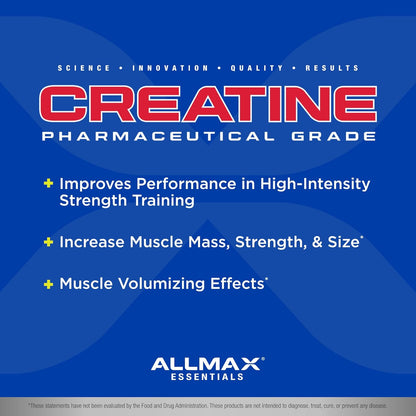 Allmax Creatine Monohydrate - Aid Muscle Growth & Strength Gains, No Artificial Ingredients - 1000g - 5g per Serving - 200 Servings
