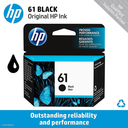 HP 61 Black Ink Cartridge | Works with DeskJet 1000, 1010, 1050, 1510, 2050, 2510, 2540, 3000, 3050, 3510; ENVY 4500, 5530; OfficeJet 2620, 4630 Series | Eligible for Instant Ink | CH561WN