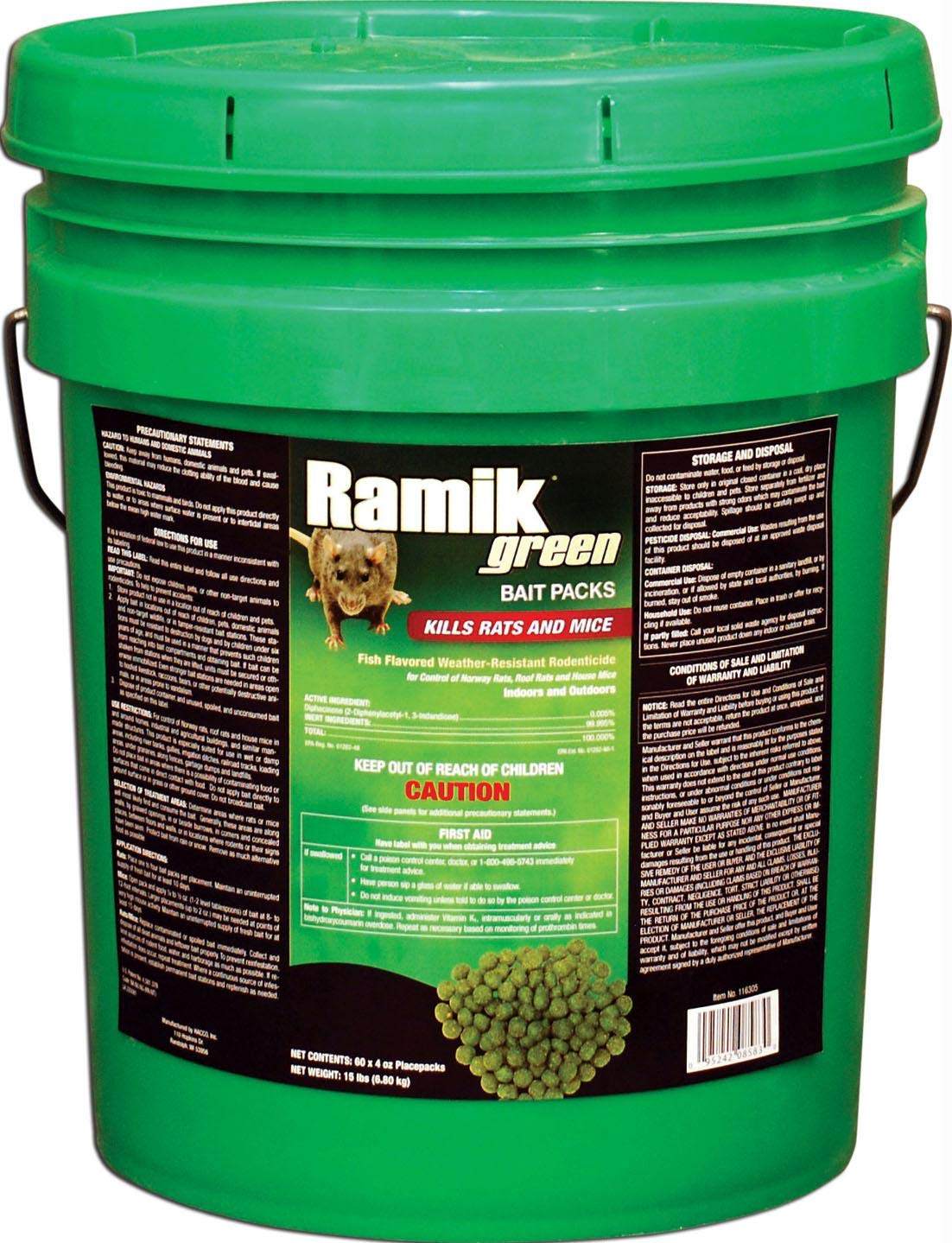 Neogen 698782 Green Ramik Nuggets Place Pack Pouch, 1/2 in Bait