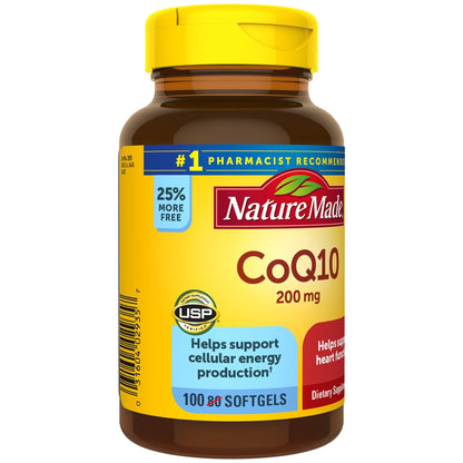 Nature Made CoQ10 200mg, Dietary Supplement for Heart Health Support, 105 Softgels, 105 Day Supply
