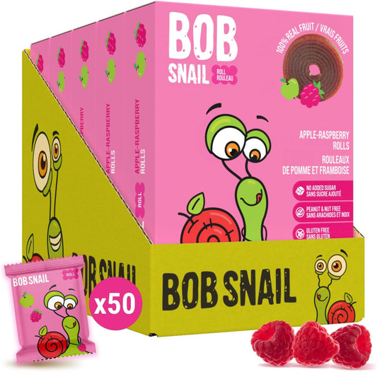 Bob Snail Healthy Snacks Family Pack - Gluten free Fruit Rolls with Dried Apple & Raspberry, Candy box Fruit Snacks