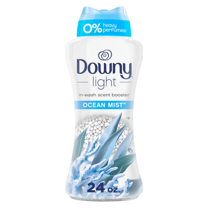 Downy Light Laundry Scent Booster Beads for Washer, Ocean Mist, 680 Grams, with No Heavy Perfumes