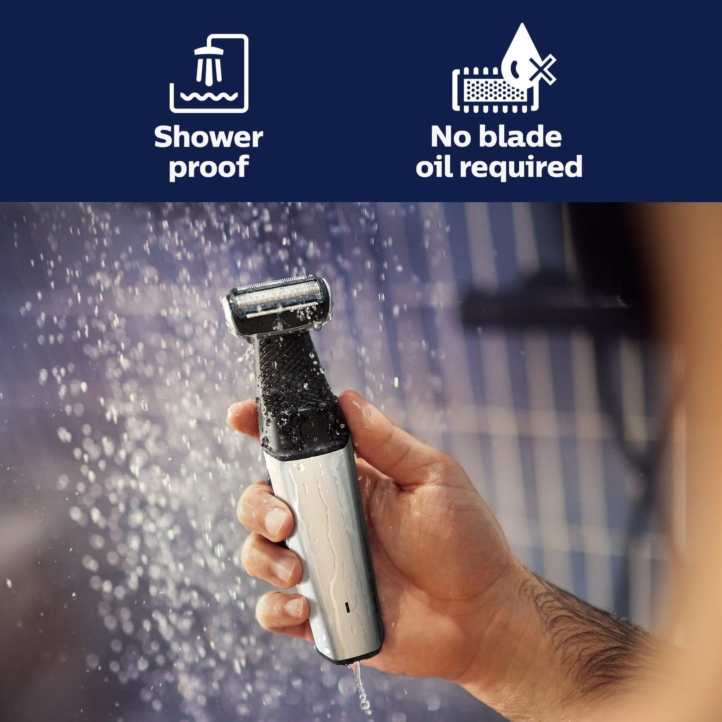Philips Bodygroom Body & Intimate area Trimmer, Ultimate manscaping tool, removes short, long & thick hair in a single stroke with its 4 directional pivoting head. Skin protect technology, BG7025/15