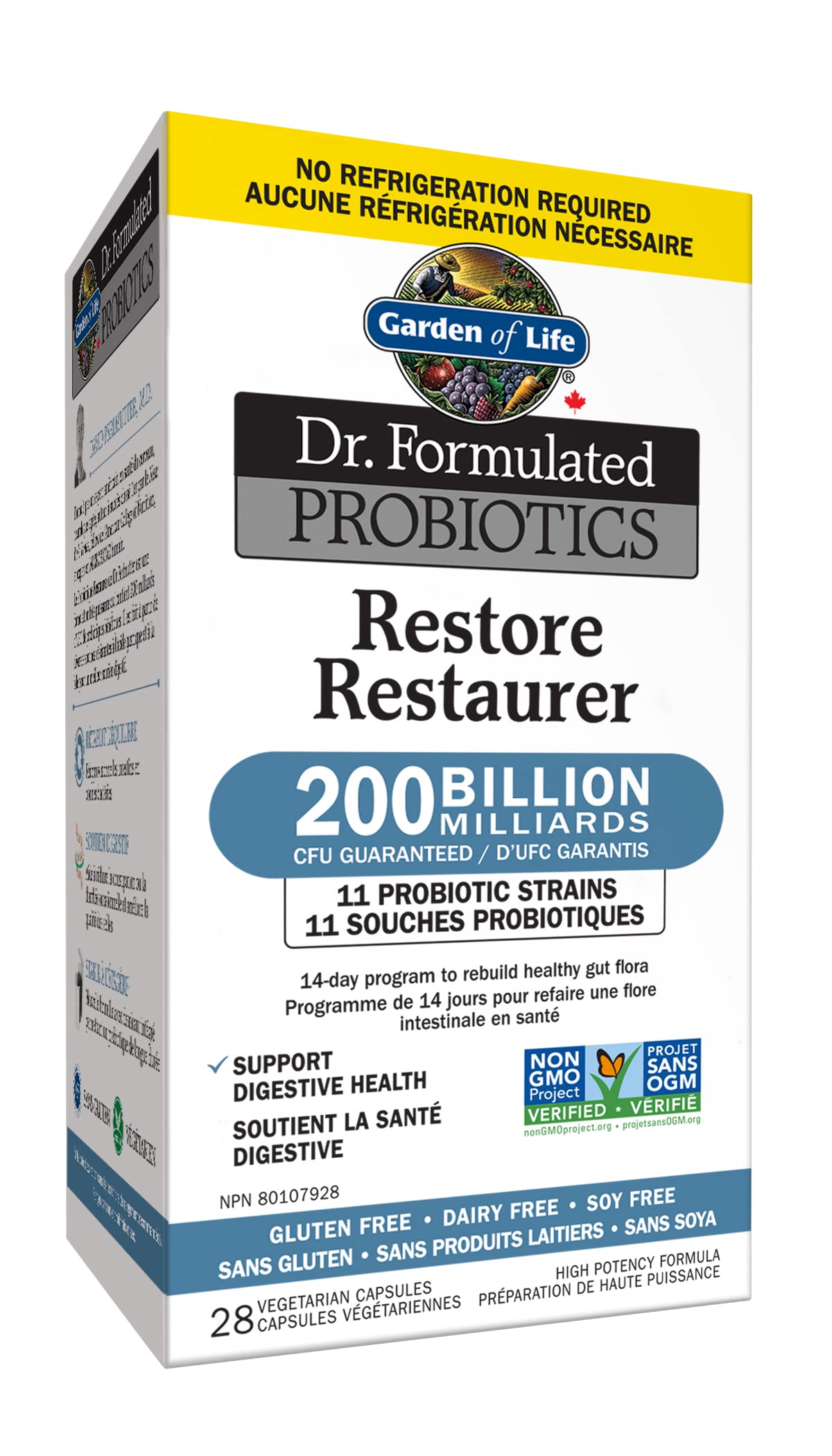 Garden of Life - Dr. Formulated Probiotics Restore | 200 Billion CFU to Rebuild Healthy Gut Flora and Support Digestion | 11 Probiotic Strains | Shelf Stable | Gluten Free, Dairy Free