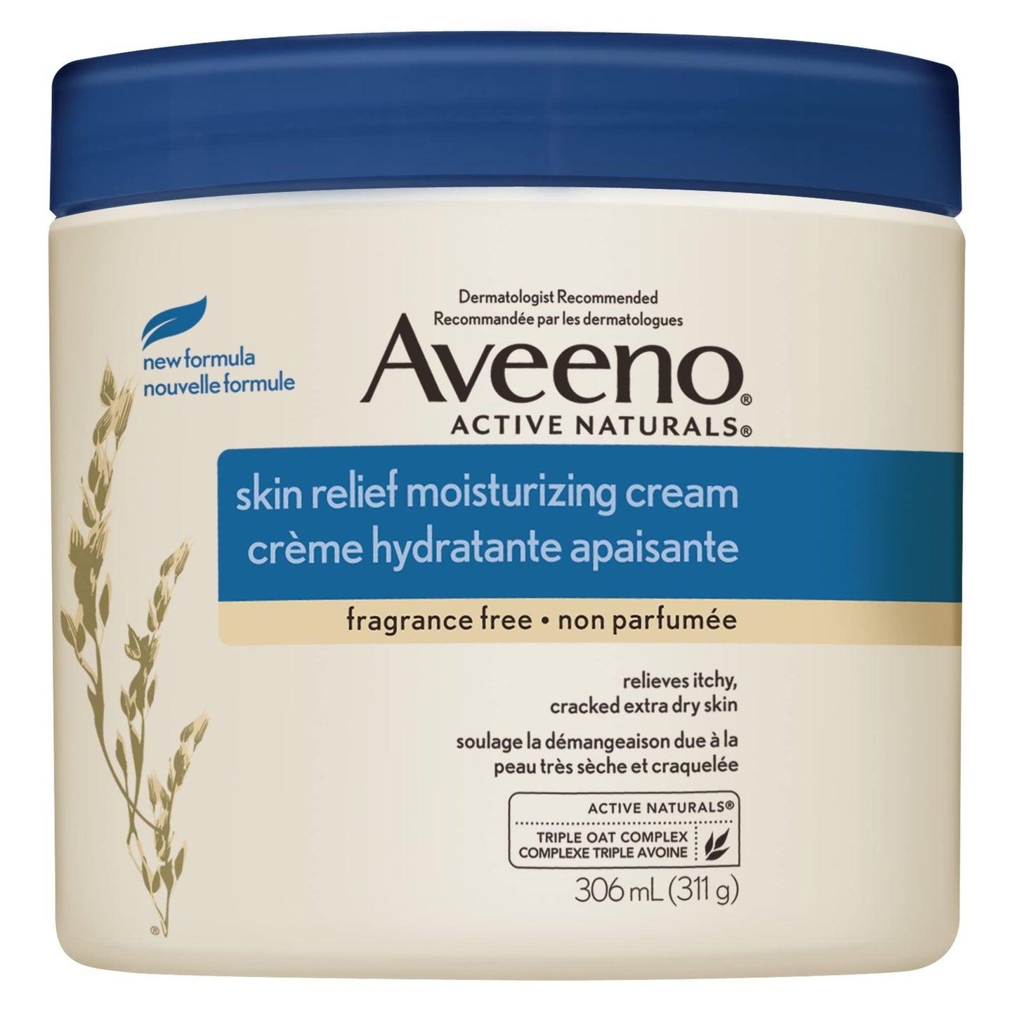 Aveeno Body Cream, Intense Relief and Moisture Repair for Dry and Itchy Skin, Unscented Moisturizer, 306 mL
