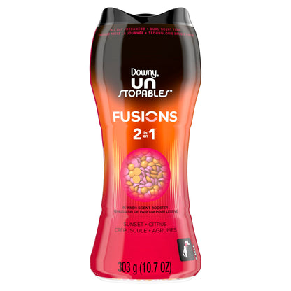 Downy Unstopables Fusions In-Wash Laundry Scent Booster Beads, Sunset and Citrus Scent, 2-in-1 All Day Freshness, 598 Grams