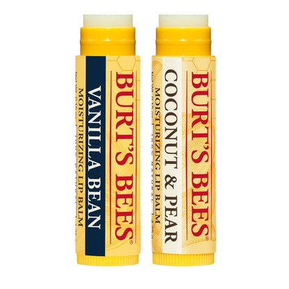 Burt's Bees Moisturizing Lip Balm for Dry Lips 100% Natural Origin, Coconut & Pear and Vanilla Bean - 2 Tubes