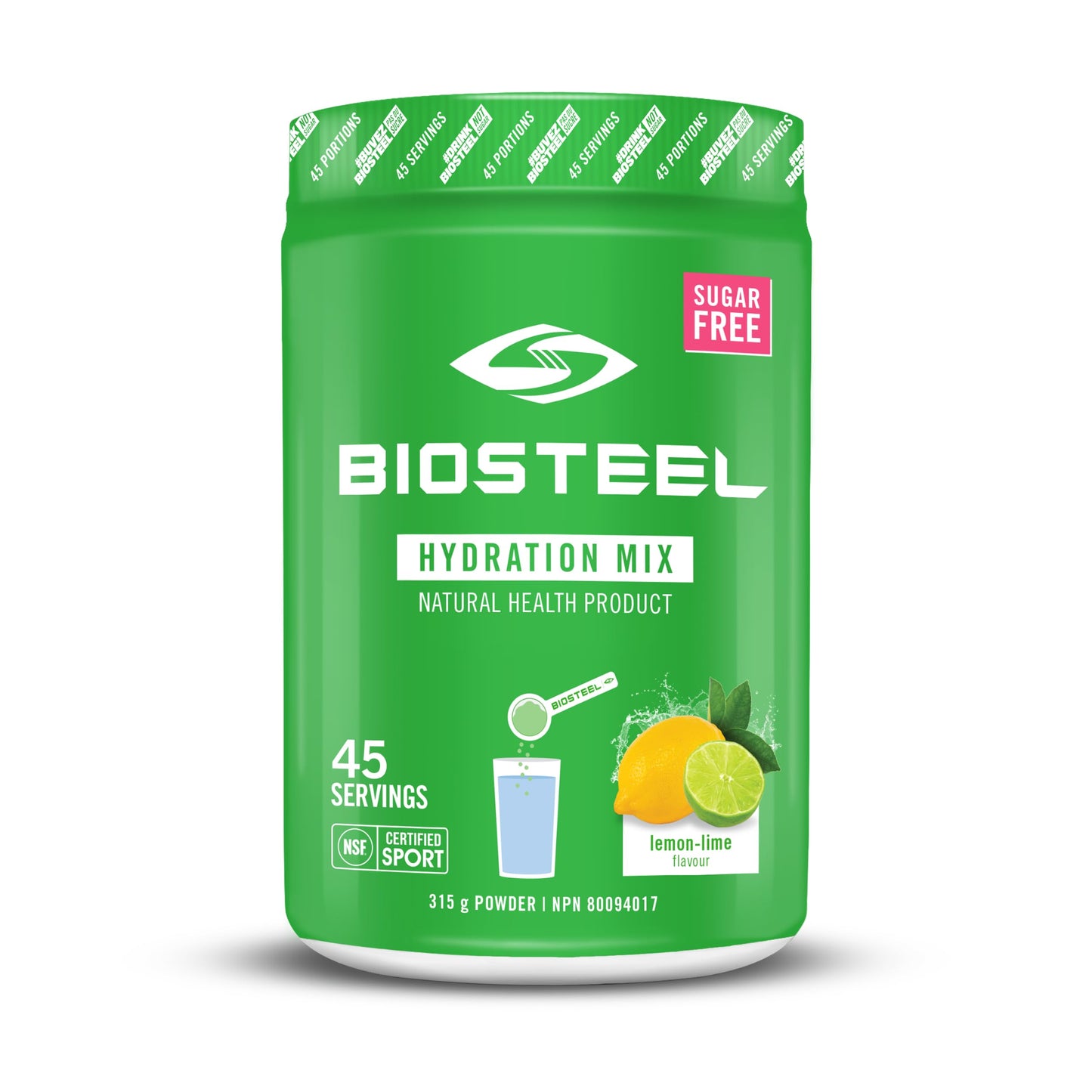 BioSteel Hydration Mix, Great Tasting Hydration with Zero Sugar, and No Artificial Flavours or Preservatives, Lemon Lime Flavour, 100 Servings per Tub