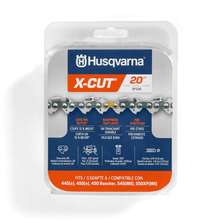 Husqvarna 581643603 X-Cut SP33G 18" Chainsaw Chain, 050 GA 72 Drive Links, Grey