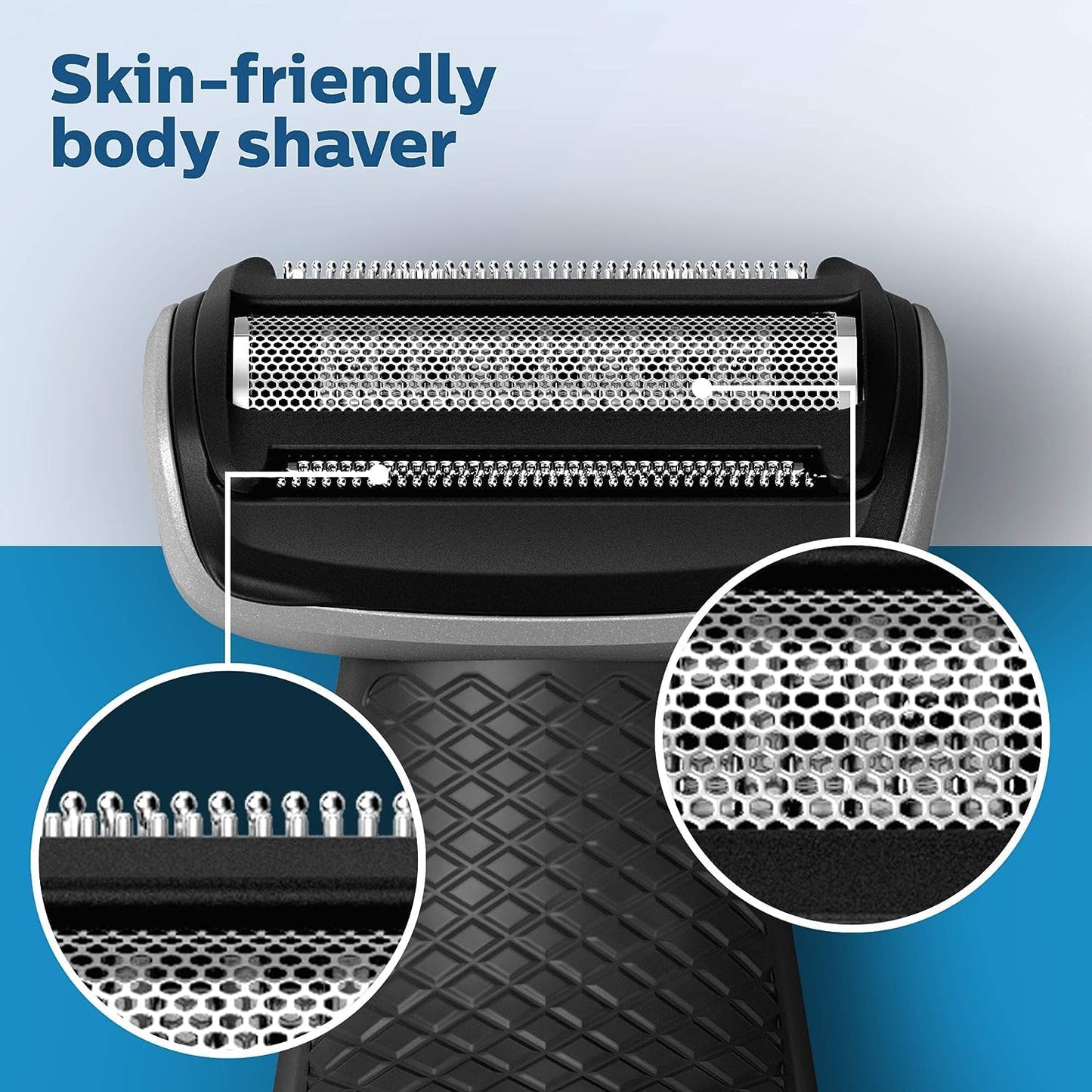 Philips Bodygroom Body & Intimate area Trimmer, Ultimate manscaping tool, removes short, long & thick hair in a single stroke with its 4 directional pivoting head. Skin protect technology, BG7025/15
