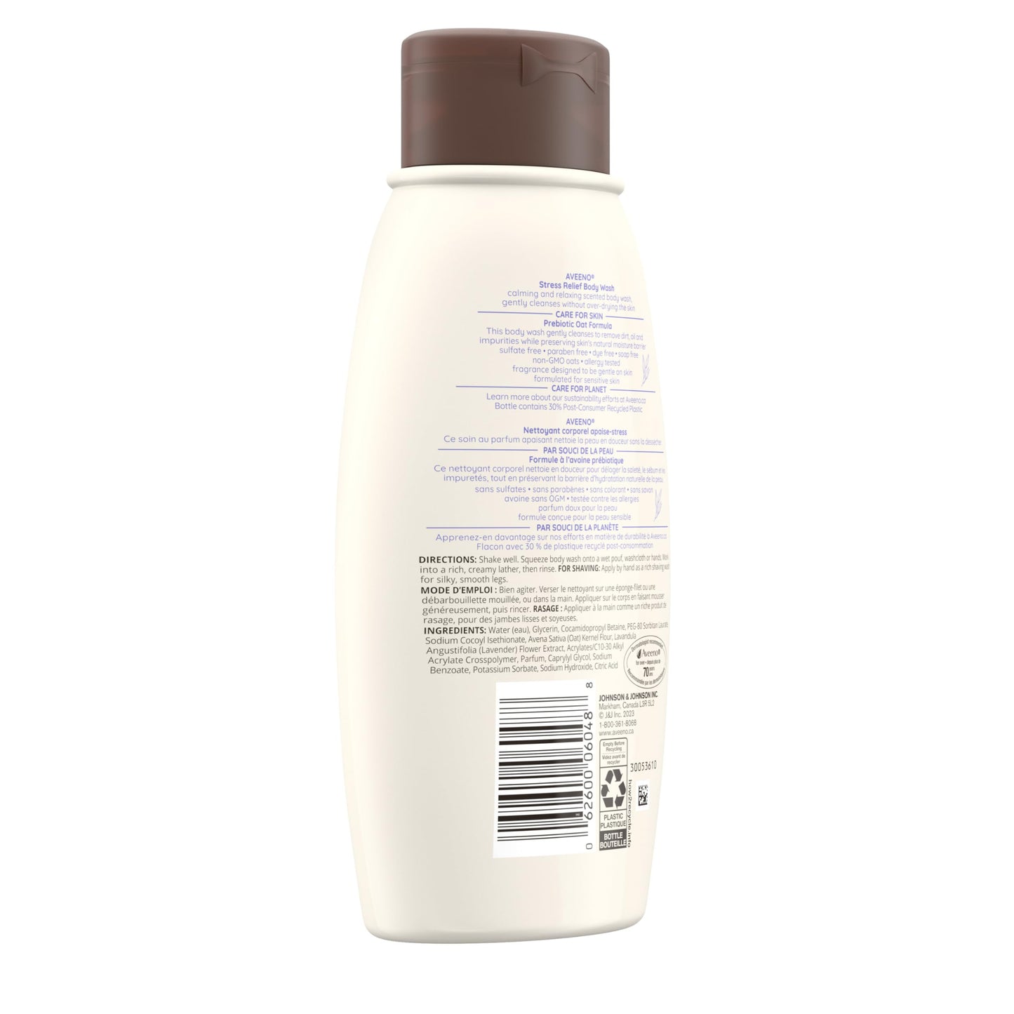 Aveeno Stress Relief Body Wash - Dry Skin, Colloidal Oatmeal, Ylang Ylang, Chamomile, Lavender Essential Oils, 975 mL (Packaging May Vary)