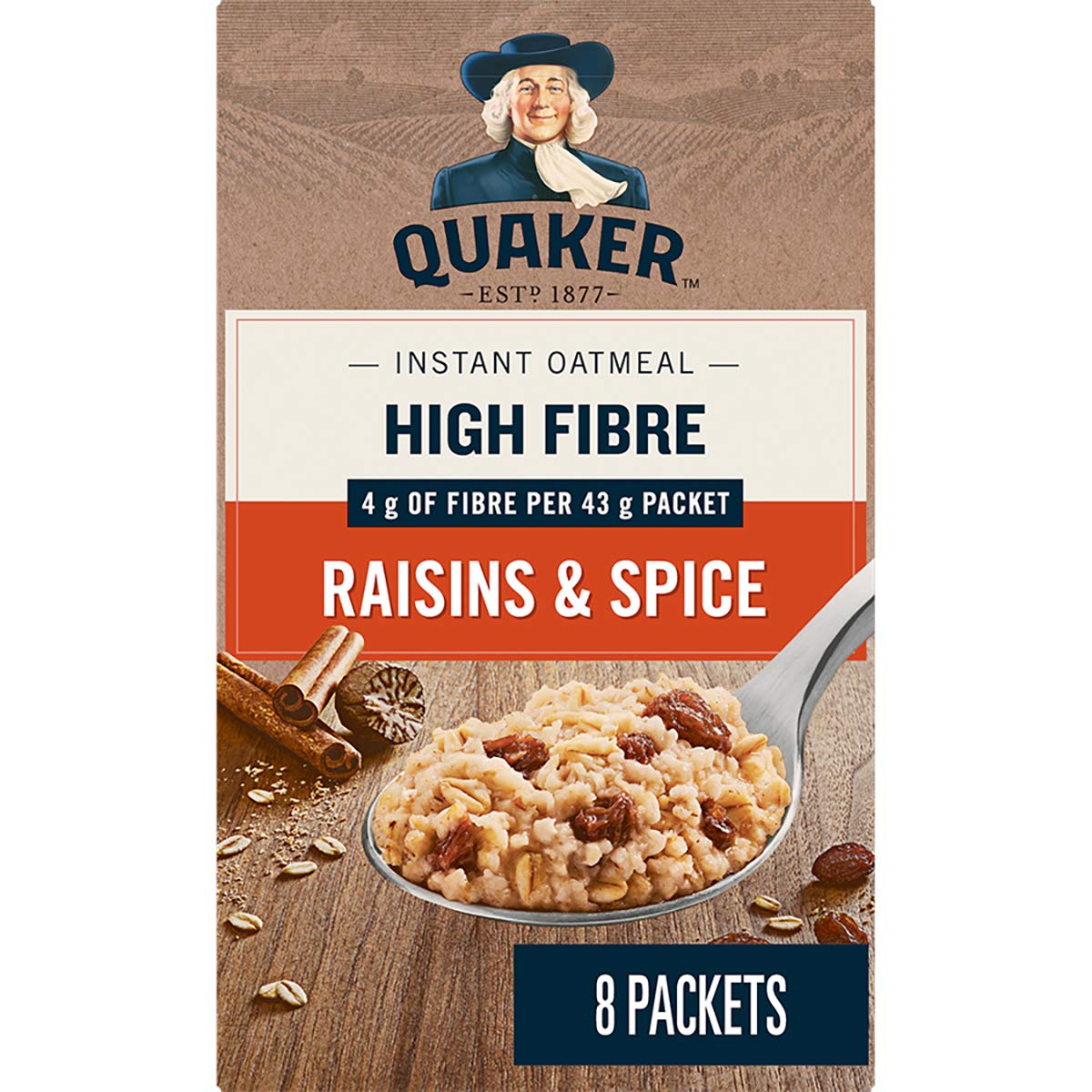 Quaker High Fibre Wild Berry Medley Instant Oatmeal, 8 Packets, 304g