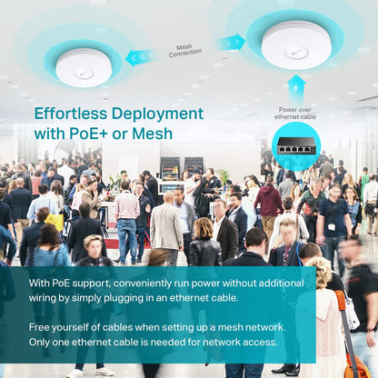 TP-Link Omada Business WiFi 6 AX3000 Ceiling Mount Access Point (EAP650) - Support Omada Mesh, OFDMA, Seamless Roaming, HE160 & MU-MIMO, SDN Integrated, Cloud Access & Omada App, PoE+ Powered, White