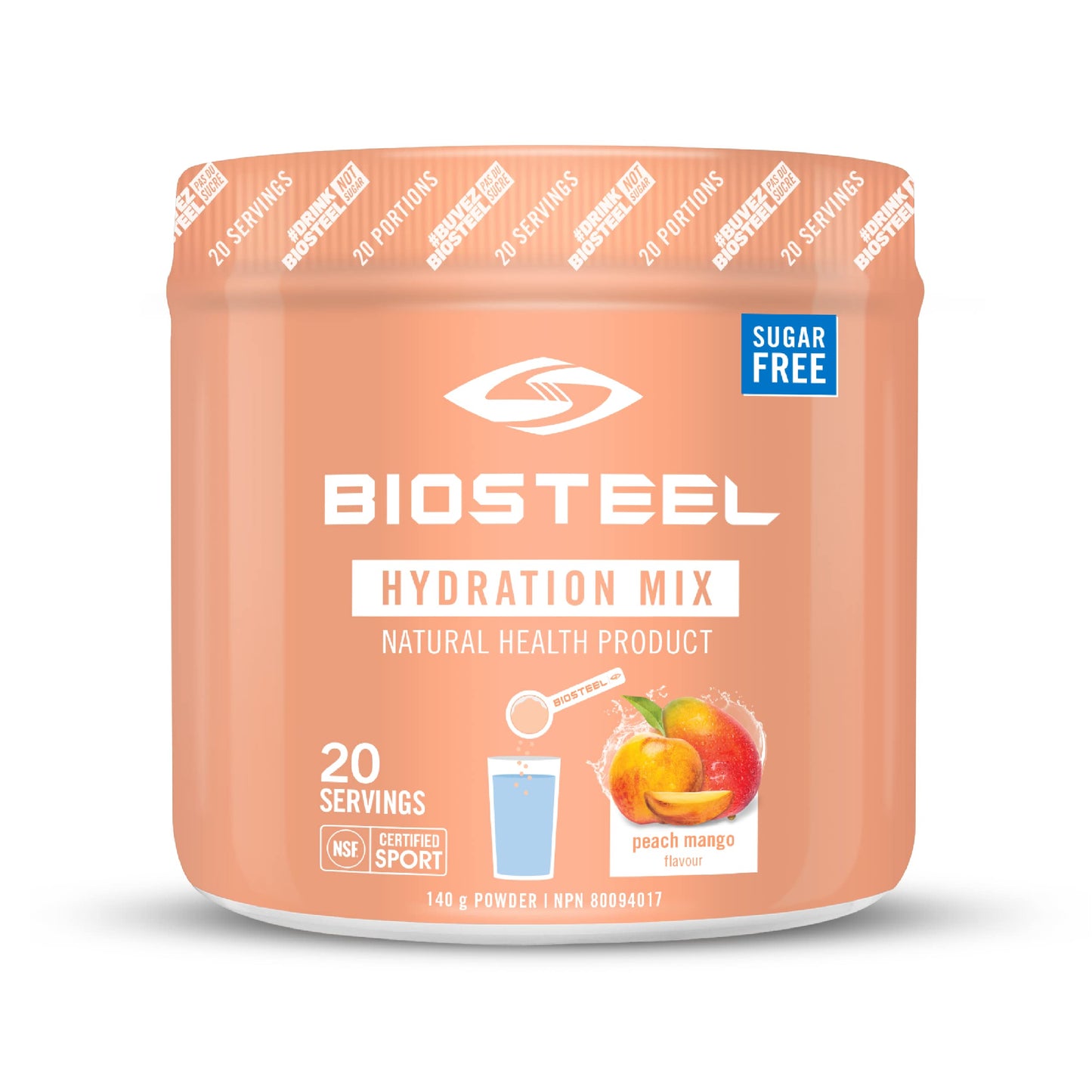 BioSteel Hydration Mix, Great Tasting Hydration with Zero Sugar, and No Artificial Flavours or Preservatives, Peach Mango Flavour, 45 Servings per Tub