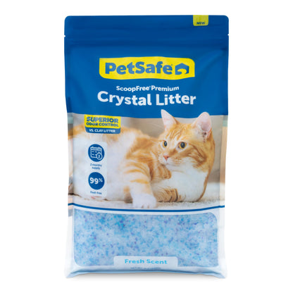 PetSafe ScoopFree Premium Fresh Crystal Cat Litter, 3-Pack – Lightly Scented Litter – Superior Odor Control – Low Tracking for Less Mess – Lasts Up to 6 Months, 24 lbs Total (3 Pack of 8 lb Bags)