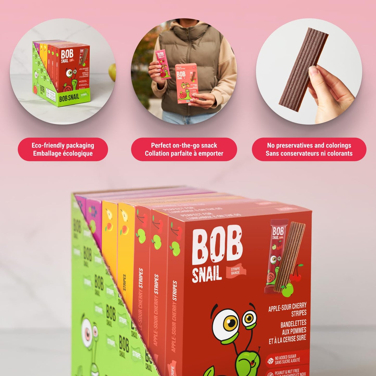 Bob Snail Fruit Leather Sweet & Sour Family Pack - Nut free fruit Roll Ups with Dried Mango,Sour Cherry & Blackcurrant, Candy box Fruit Snacks, All Natural Healthy Snacks for kids, Sugar Free sour Candy, 42 pcs Pack / 588 gram candy bulk (Exotic Mix)