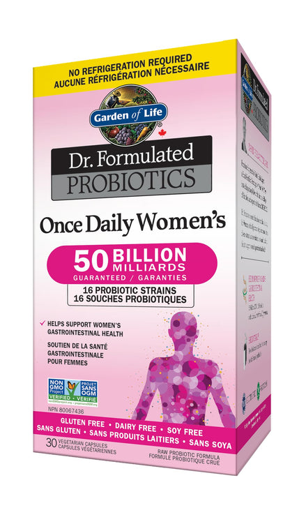 Garden of Life - Dr. Formulated Probiotics Once Daily Women's | Supports Women's Gut Health & Digestion | Eases Gas & Bloating | 50 Billion CFU + 16 Probiotic Strains | Gluten Free, Dairy Free, Soy Free