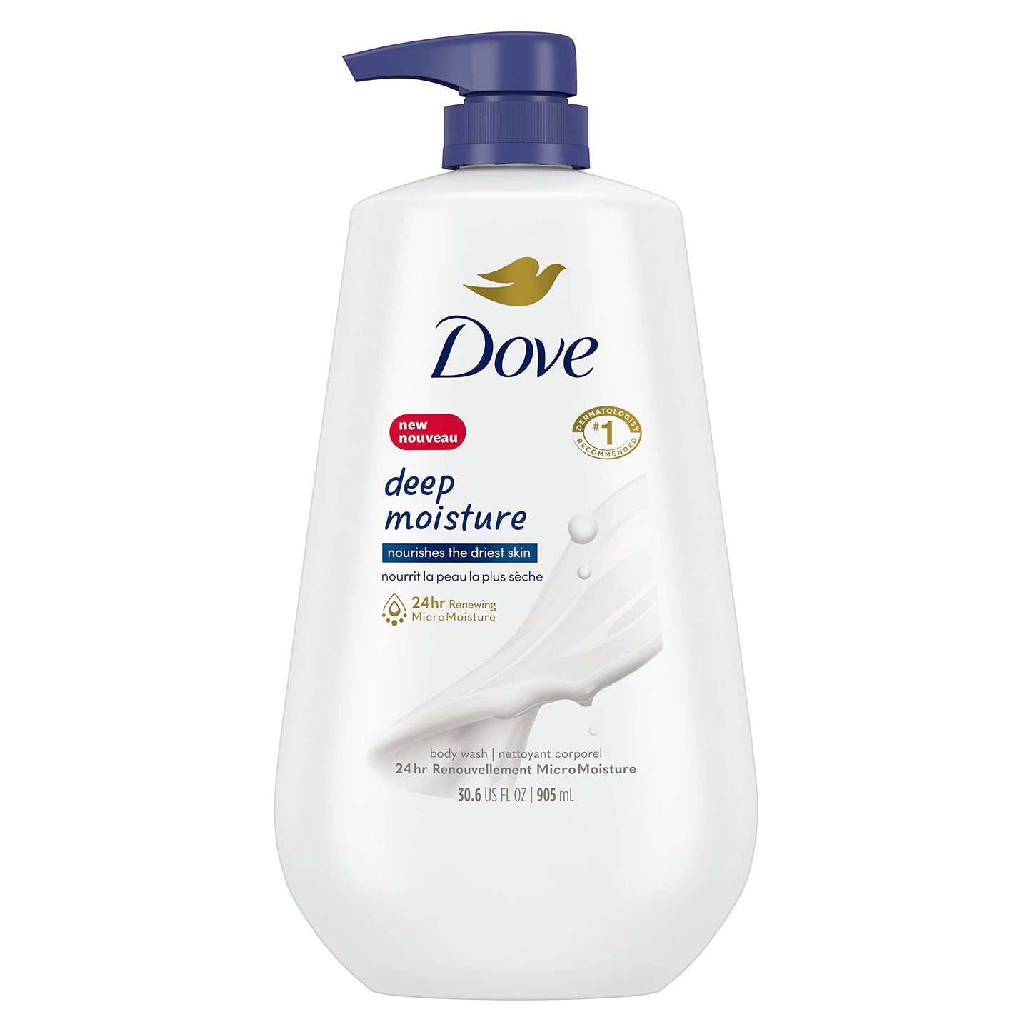 Dove Deep Moisture Body Wash with Pump, for nourishing the driest skin, 905ml (Pack of 2)