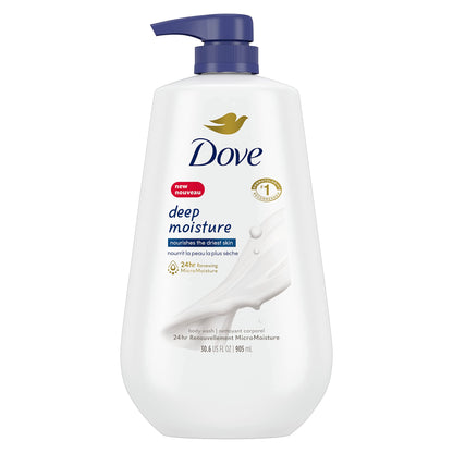 Dove Deep Moisture Body Wash with Pump, for nourishing the driest skin, 905ml (Pack of 2)