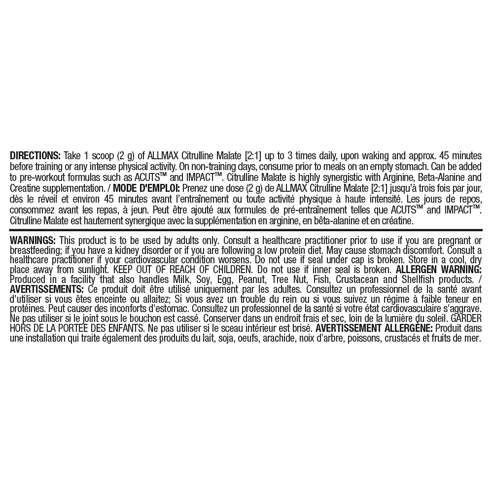 ALLMAX Nutrition - 2:1 Citrulline+ Malate - 300 Gram, 300-Gram