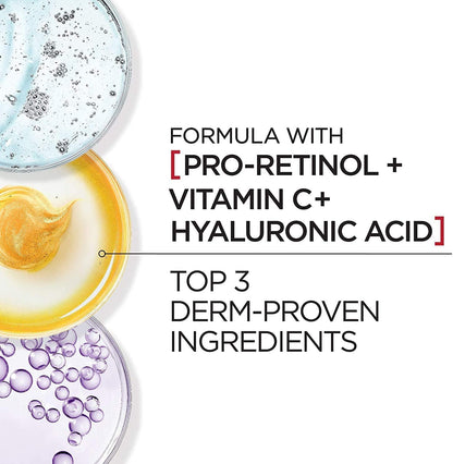 L’Oréal Paris Eye Cream, with Hyaluronic Acid, Vitamin C, Pro Retinol to Reduce Look of Wrinkles and Under-Eye Bags, Revitalift Triple Power LZR, Skincare, 15ml