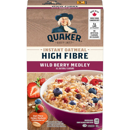 Quaker High Fibre Wild Berry Medley Instant Oatmeal, 8 Packets, 304g