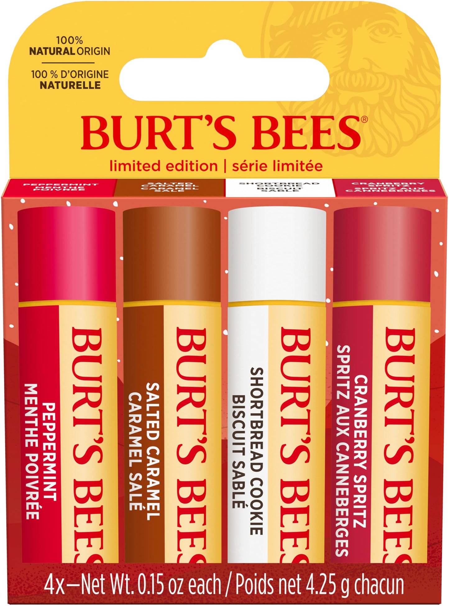 Burt's Bees Kissable Colour Gift Set, Warm Collection, 3 Lip Shimmers in Peony, Rhubarb and Fig