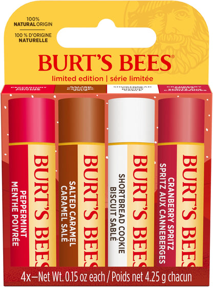 Burt's Bees Kissable Colour Gift Set, Warm Collection, 3 Lip Shimmers in Peony, Rhubarb and Fig