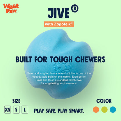 West Paw Zogoflex Jive Durable Nearly Indestructible Dog Ball Chew-Fetch-Play Dog Toy, 100% Guaranteed Tough, It Floats!, Made in USA, Large 3-1/4-Inch, Tangerine