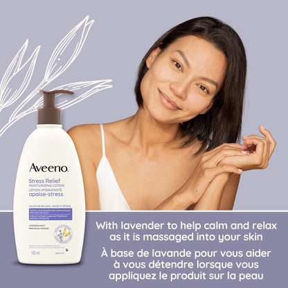 Aveeno Stress Relief Moisturizing Body Lotion with Ylang Ylang and Lavender, Dry and Sensitive Skin Moisturizer, 532 ML