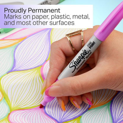 Sharpie Glam Pop Permanent Markers, Fine Point, Assorted Colours, 24 Count