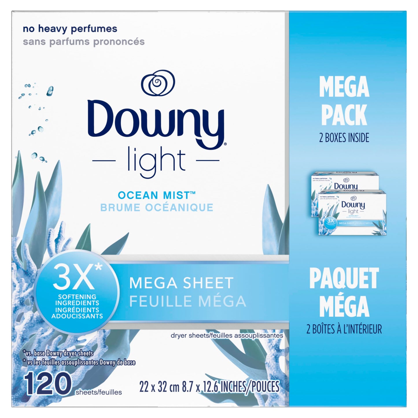 Downy Light Laundry Scent Booster Beads for Washer, Ocean Mist, 680 Grams, with No Heavy Perfumes