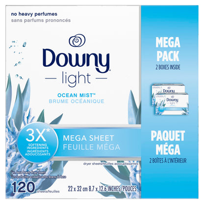 Downy Light Laundry Scent Booster Beads for Washer, Ocean Mist, 680 Grams, with No Heavy Perfumes